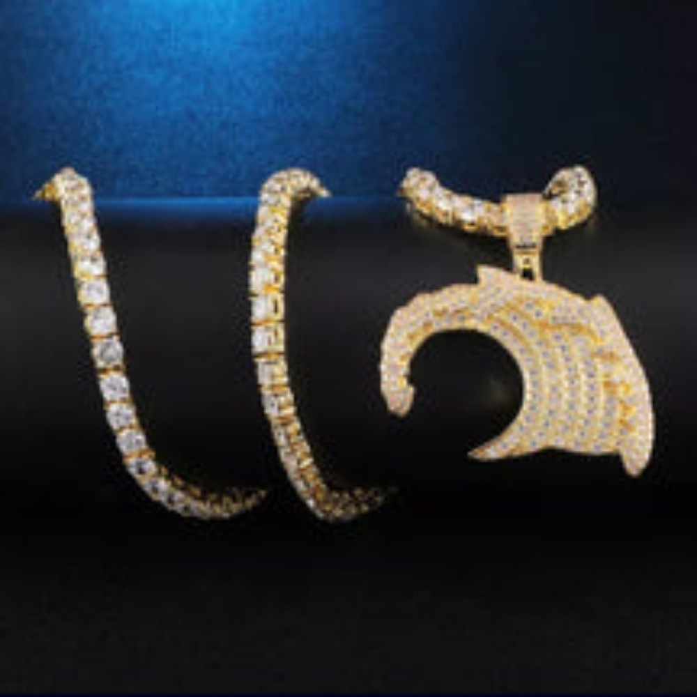 Iced Out Ocean Wave pendant